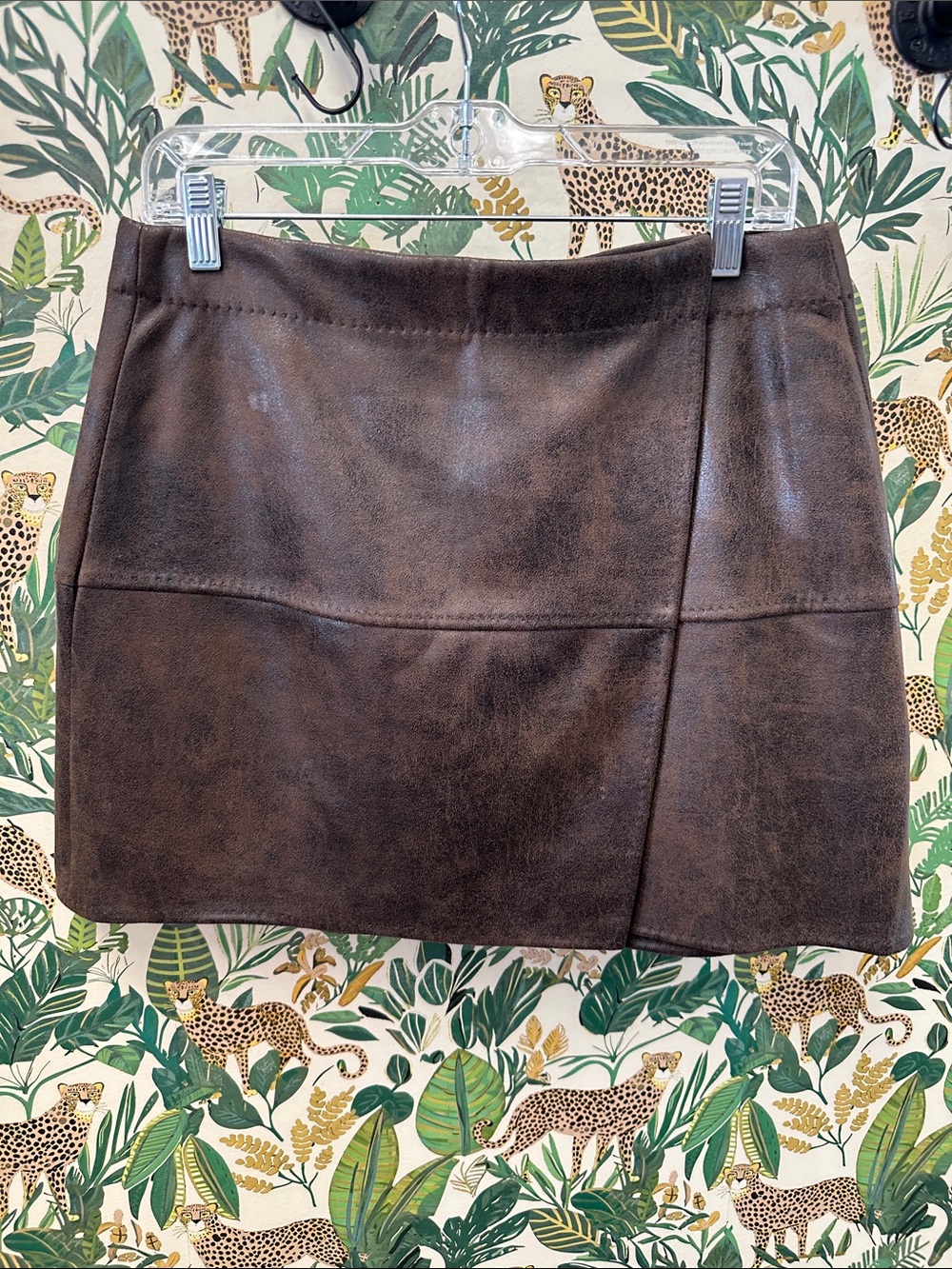 Max Studio Brown Faux Leather Mini Skirt
